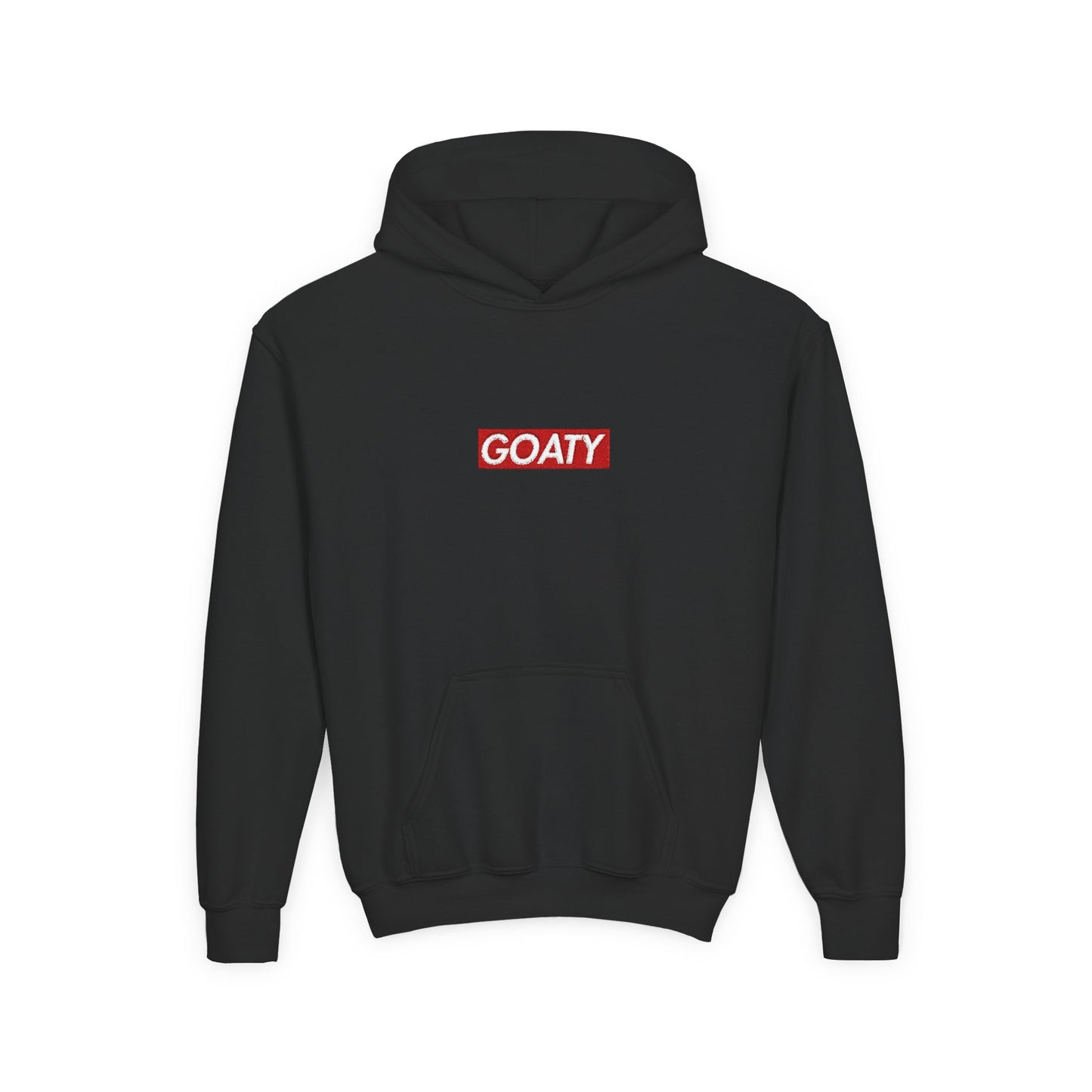 GOATY Youth Hoodie with Red GOATY Box Design