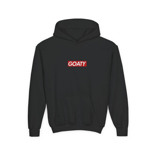 GOATY Youth Hoodie with Red GOATY Box Design